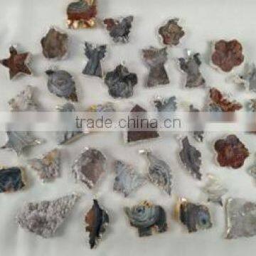 Silver plating Mixed color rough Agate Druzy For necklace