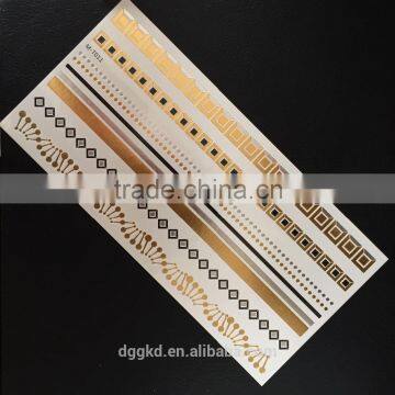 flash tattoo female color tattoo sticker/gold metallic temporary tattoo sticker