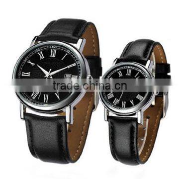 Casual Leather couple watch with quartz movement for gift