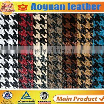 Houndstooth embossed pvc leather for bag made in china factory