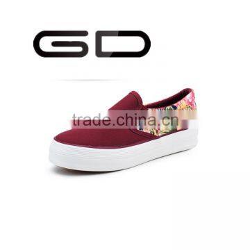 GD shallow round toe flat platform girls canvas shoes flowers prints shoes