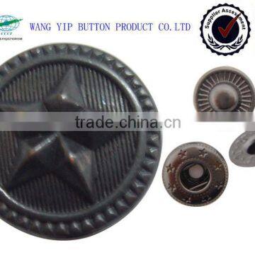 15mm Metal 4 Part Dark Antique Silver Snap Button