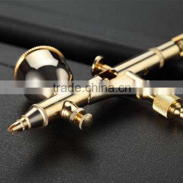 0.2mm 24 carat gold-plated dual action cake painting makeup tattoo hobby airbrush gun with 9ml metal cup AS-51