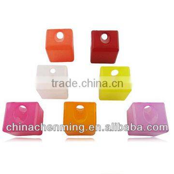 acrylic decorative cube beads with partial hole