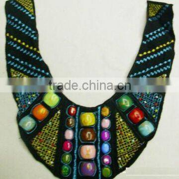 Handbeaded Garment accessory Patch Applique Badge, neck designs of kurtis