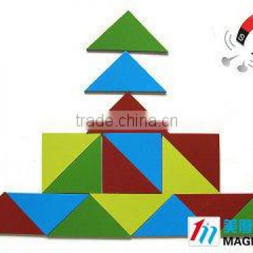 DIY educational Toy Magnetic Puzzle both sides color PVC triangle 16pcs/set