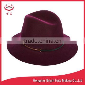 Women's Felt Purple 8 CM Brimmed Hat