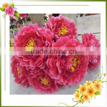 china pink peony silk flower