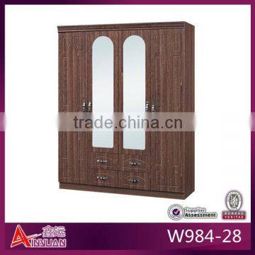 W984-28 Contemporary bedroom wooden fancy wardrobe furniture designs