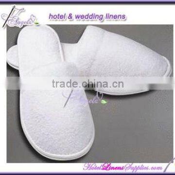 close-toe cheap white terry women slippers, white terry ladies slippers used in hotels, spas