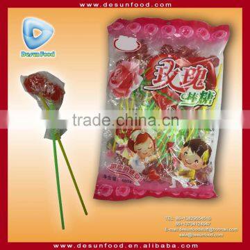 Rose flower lollipop sweet with long stick