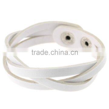 Handmade Weave Wrap Leather Snap Button Bracelet for Men and Women Gifts