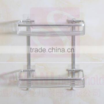 Double-deck Wall Bathroom Shower Shampoo Rack no Nail Removable photo-2