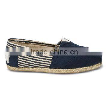 Stripe rope sole canvas women's classics slip on shoes