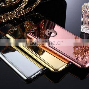 Mobile phone accessories high quality plastic mirror mobile phone case with screen protector for iphone 6 plus