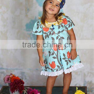 2016 Newest Fall Children Long Sleeve Dress Boutique Floral Print Multicolors Ruffles Lap Dress Outfits photo-5