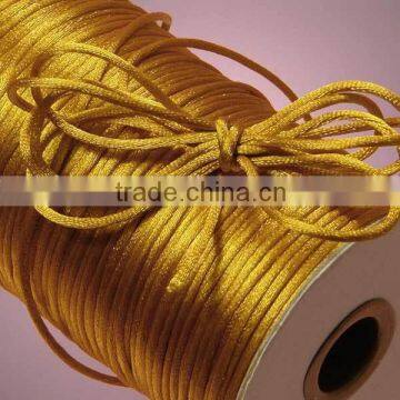 Satin cord Jewelry making supplies-gold yellow color china knot satin cord for jewelry DIY making and craft supplies