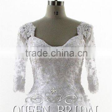 Dubai Muslim Bridal Gown 3/4 Long Sleeves Lace Wedding Dress Patterns 2016 Quality Choice Most Popular photo-4