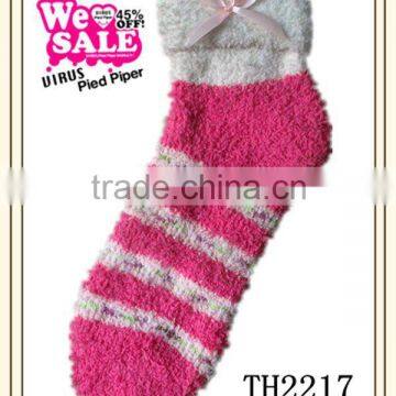 woman cotton casual striped terry socks for winter