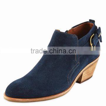 OLZAB03 Women Ankle Boots Flat low heel Cow Suede Leather Boots in autumn/winter