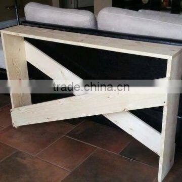 Cross base table frame,unfinished 47" sofa table,wall,hall,rustic,wood