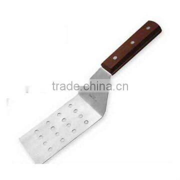 Stainless steel apertured bending pizza shovel