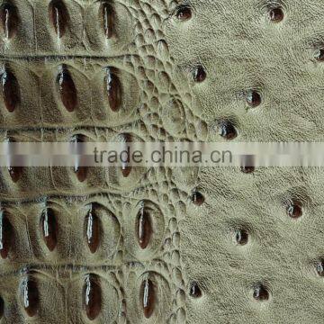 Micro genuine ostrich PVC/PU leather for bag, garment, wallet, belt, shoes, decorate ostrich skin handbag material in roll,