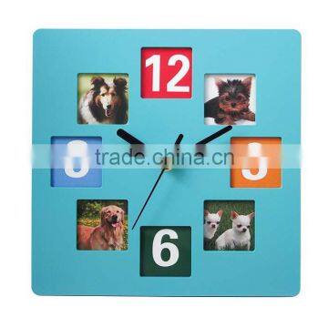 Cute colorful photo frame wall clock