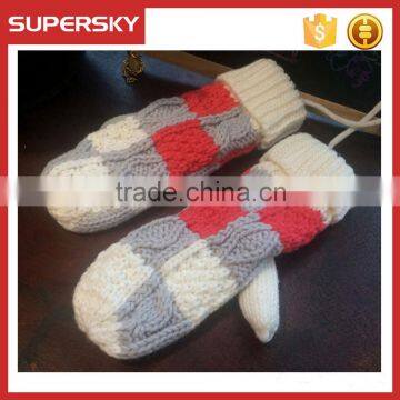 V-399 customied cable pattern fashion winter mittens gloves winter hand warmer mitten gloves knit arm warmer