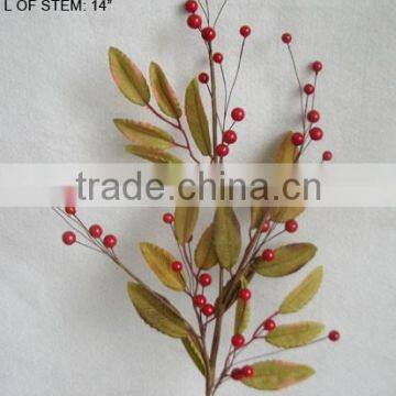 cheap high quality artificial holly leaf and diy foam red berry pick 29" branches pick decoration in christmas