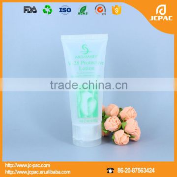 transparent cosmetic tube for skin lotion with flip top cap