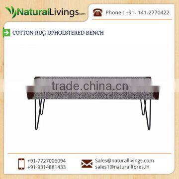 Elegantly Design Beautifully Made Cotton Rug Upholstered Bench for Hot Sale