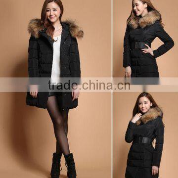 2015 women thigh-length winter jacket Duck Feather down Winter Jackets