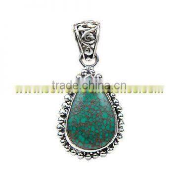 KPJ271984-0 Green Dragon Skin Tibetan Turquoise Jewelry