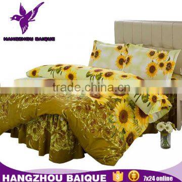 China Cheap Reactive Pinted Sunflower Elastic Bed Skirts