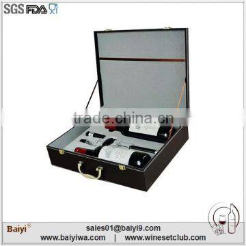 2015 new leather wine leather box with handle for double bottles