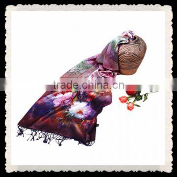 2014 Fashion Digital Print 100% Silk Scarf Shawl