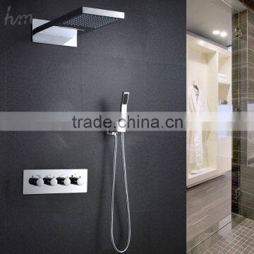 Thermostatic rainfall waterfall SPA shower head set bathroom accessories faucet system concealed bath shower water mixer