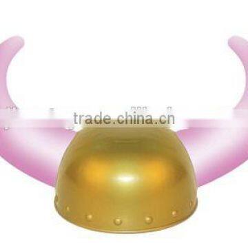 Golden Warrior Plastic Viking Helmet with Light Up Horns Flashing Purple Light