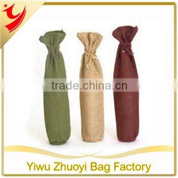 Promotional drawstring Jute wine bottle packing Bags