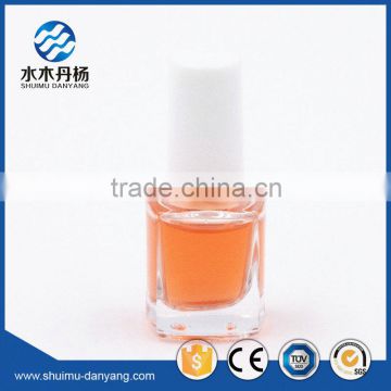 High quality square cap with brush clear glass nail polish bottle