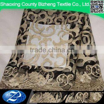 Wholesale black african applique beaded tulle lace fabric for evening dress                        
                                                Quality Choice
                                                                    Supplier's Choice