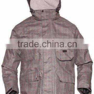 Men's grey winter ski suit jacket with hood(WM9303A)