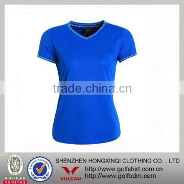 Ladies blank blue v neck trendy shirt