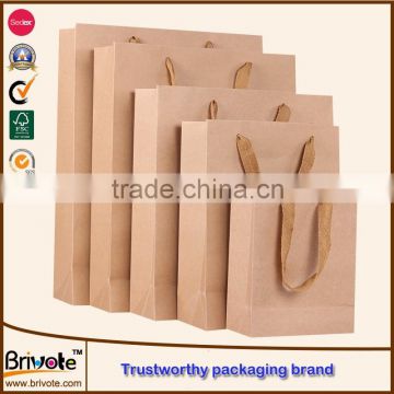 Shopping paper bag/Brown paper shopping bag brand name/Kraft paper shopping packaging bag