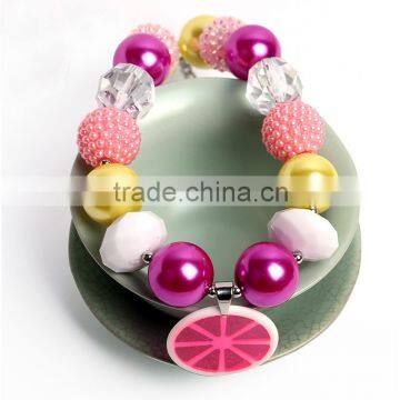 new product baby girl lemon jewelry fashion pearl necklace chunky bead for girl baby beads body chain necklace