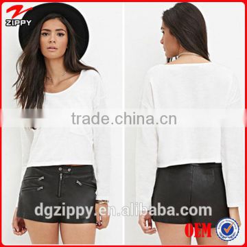 2015 Ladies new designs fashion tops slub knit crop tops for women