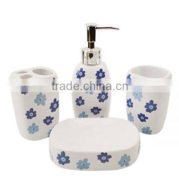 blue flower ceramic bathroom set