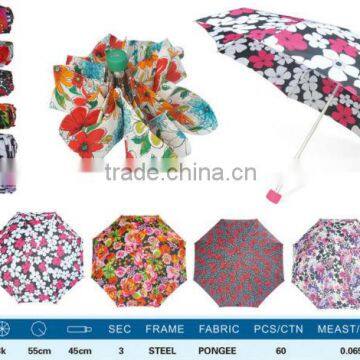 Promotional 90cmx8ribs Parasol custom Printed Flower Umbrella with good quality