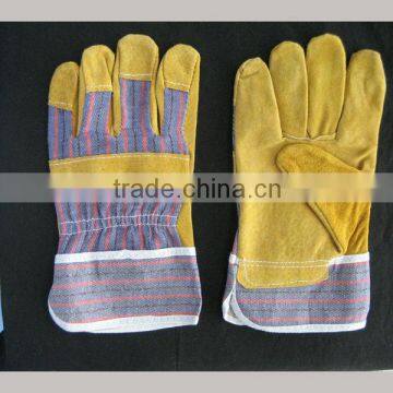 Pig Split Leather Full Palm Rubberized Cuff Leather Safety Glove-3590 photo-3